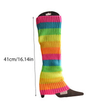 Leg Warmers for Women Girls 80s Ribbed Knitted Striped Long Socks Boots Cuff for Retro Party Costume Ballet Dance Sports