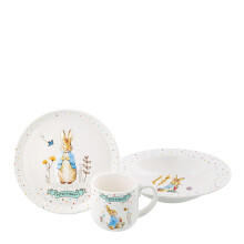 Beatrix Potter 3 Piece Dinner Set, White with Pastel Accents