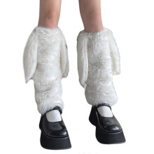 Winterleggings, beenwarmers, esthetische pluizige pluche 3D lange konijnenoren, laarshoezen, beenbeschermers, lange sokken zonder voetjes
