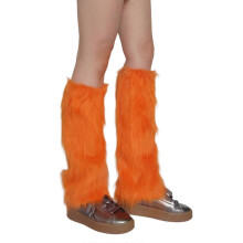 Damen Beinstulpen aus flauschigem Kunstpelz, Stulpen für lange Stiefel, Stiefelüberzüge, ein Paar, Karnevalsstiefelüberzüge, Y2K JK Uniform 30
