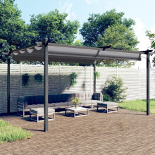 SHUJING Pop Up Gazebo,Outdoor Waterproof Tent,Heavy Duty Tent,Garden Gazebo with Retractable Roof 4x3 m Anthracite
