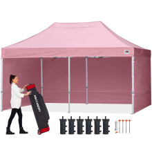 ABCCANOPY 3x6M Pop Up Canopy Tent with Sidewalls 3x6M Commercial -Series with 4 Removable Sidewalls and Roller Bag Bonus 4 Weight Bags (Pink)