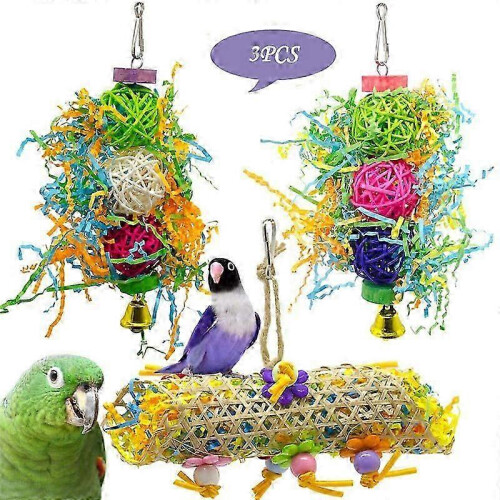 Lot de 3 jouets  macher en soie pour perroquets