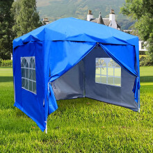 Bl?mme 2.5x2.5m Blue Pop Up Gazebo Outdoor Garden Shelter Foldable Marquee Canopy with Side Panels and Weight Bags