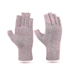 (S, Rose) Gants unisexes pour l'arthrite, mi-gants ?? compression, demi-doigts, ??crans tactiles, hiver