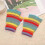 Wintergestrickte Halbfingerhandschuhe, Regenbogenfarben gestreift, winddicht, Fäustling C1025 230 2