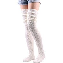 (85 cm, Blanc) Chaussettes hautes en maille torsad??e pour fille, chaussettes d'hiver extra longues, gu??tres montantes