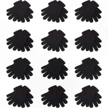 Unisex Thermohandschuhe – 12 Paar schwarze, dehnbare Winterhandschuhe für Damen und Herren, Einheitsgröße