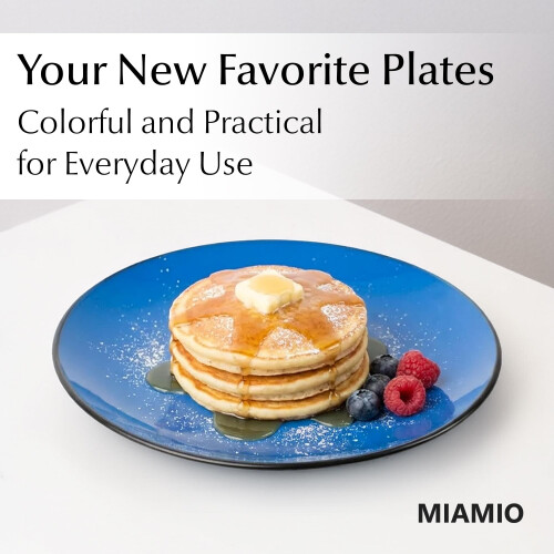MIAMIO ? 6 x Plate/Dinner Plate Set Stoneware Ceramic Tableware Set - Le Papillon Collection (Blue, Small Plate) 1