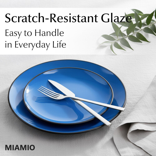 MIAMIO ? 6 x Plate/Dinner Plate Set Stoneware Ceramic Tableware Set - Le Papillon Collection (Blue, Small Plate) 2