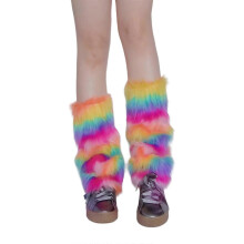 Gu??tres en fausse fourrure duveteuse, couvre-bottes ?? talons en fourrure, couvre-bottes ??lastiques, une paire, style carnaval, uniforme Y2K JK
