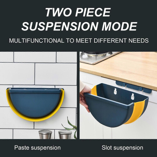 Foldable Plastic Hanging Bin Semi-Circular Wall-Mounted Kitchen Waste Bin Beige Compact Space-Saving Design Durable Material Easy Installation For Hom 2
