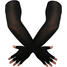UV Protection Gloved Arm Sleeves for Men & Women Cycling Ice Arm Sleeve Fingerless Sun Compression Long Arm Cover