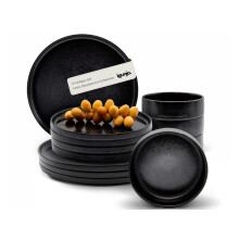 igunja Stoneware Crockery Set Black Bowl and Plate Set [12 Pieces for 4 People] 100% Handmade Premium Quality Reactive Glaze Black Tableware Set