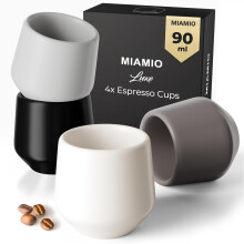 MIAMIO - Espresso Cups Set of 4 (90 ml) / Espresso Cup, Ceramic Espresso Cups, Handleless Mug, Japanese Tea Cups - Luxe Collection (Classic Pastel)