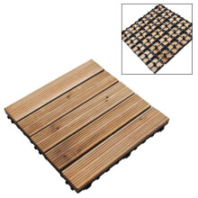 ZUMZ 18 x 30CM SQ WOODEN DECK TILES - INTERLOCKING, BROWN