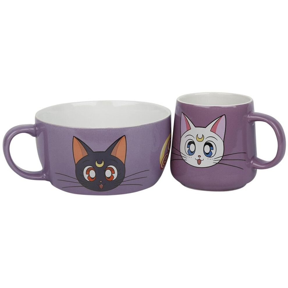 Gb Eye Sailor Moon Luna And Artemis Breakfast Set, Bs0010 Purple