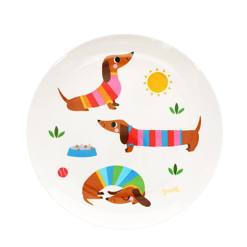Children's Melamine Plate - Sunny Sausage Dog Rex London