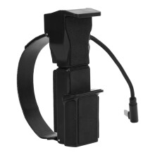 Schwarzer Kunststoff-Einzelhandgriff mit USB-C-Mikroadapter, Handyhalterung und Datenverbindungskabel, kompatibel mit der DJI OSMO Pocket Sportkamera