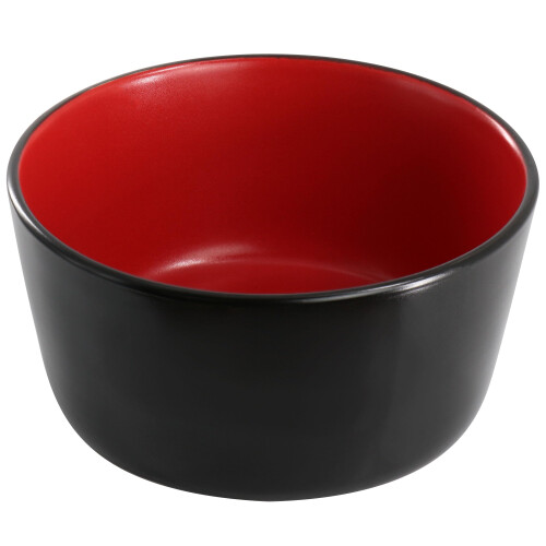 Elama Bacarra 16 Piece Stoneware Dinnerware Set in Two Tone Black and Red 2
