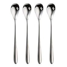 Robert Welch Bourton Bright Long Handled Spoon, Set of 4. Suitable for Latte, jam and ice Cream. Made from Stainless Steel.