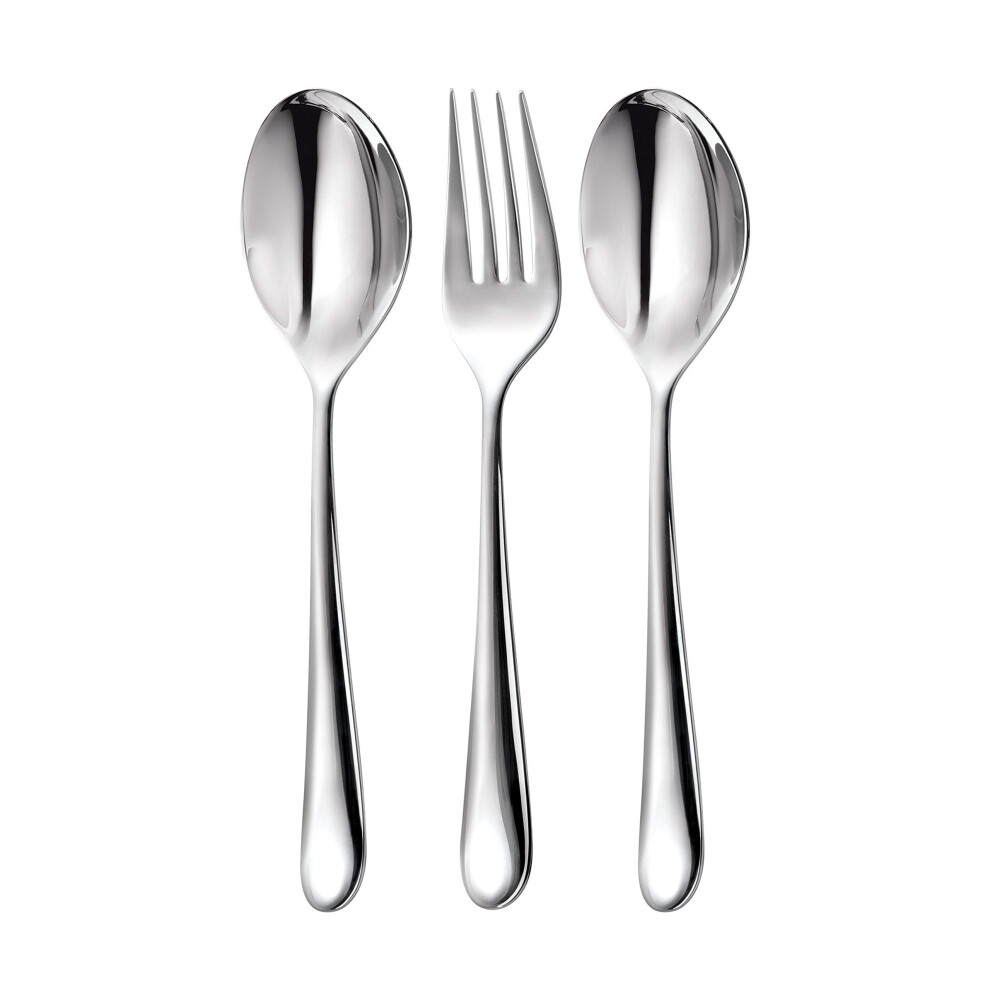 Robert Welch Kingham Bright Cutlery Serving Set, 3 Piece. Made From Stainless Steel. Dishwasher Safe.