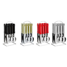24 Piece Stainless Steel Cutlery Set with Hanging Cutlery Stand (White)