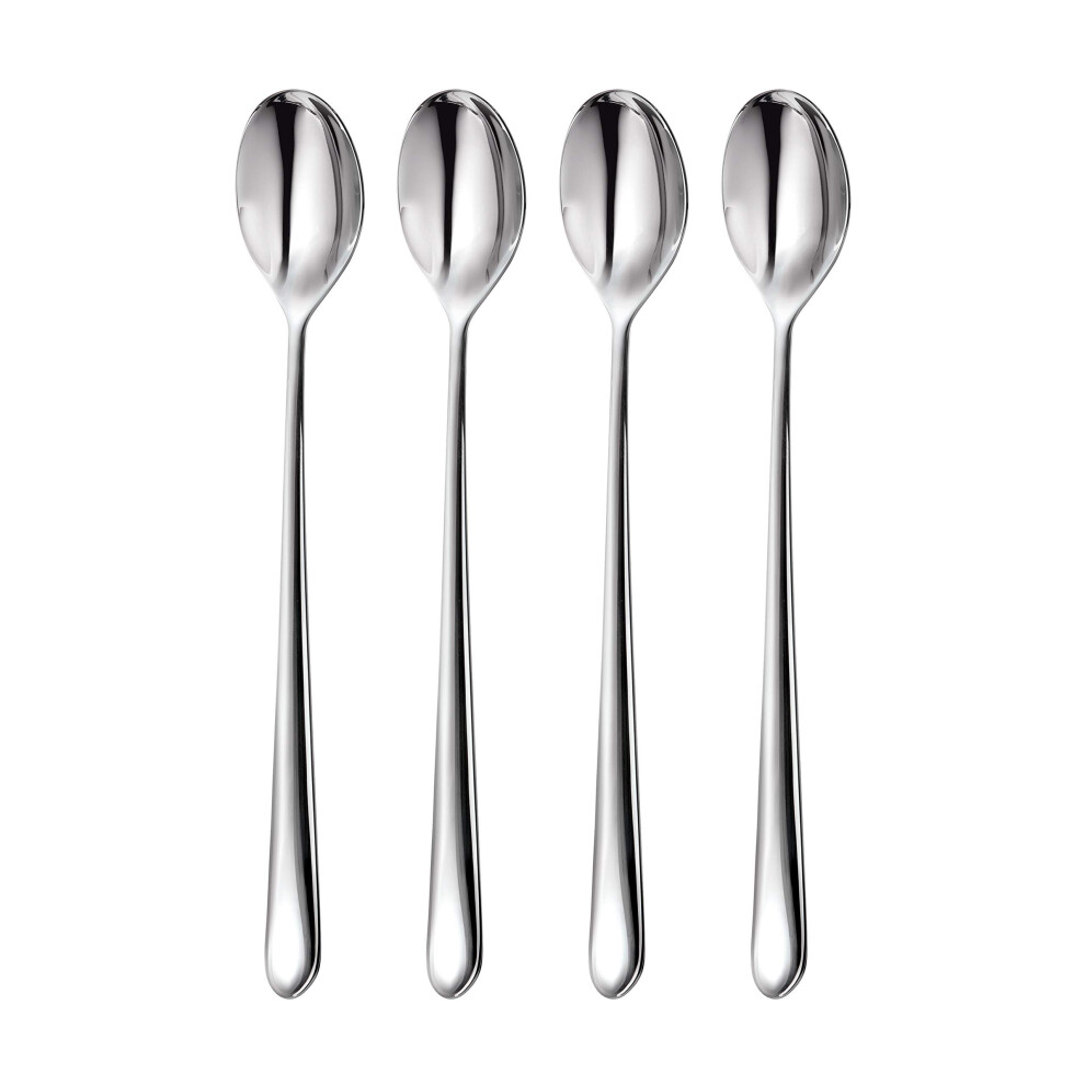 Robert Welch Kingham Bright Long Handled Spoon, Set Of 4. Made From Stainless Steel. Dishwasher Safe.