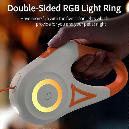 5M Retractable Dog Leash with LED Flashlight, DurableNylon Lead, Adjustable Control for Pet Walking 2