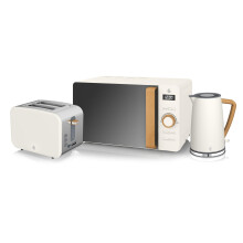 Swan Nordic Kitchen Set, 1.7L Fast Boil Kettle, 900W 2- Slice Toaster and 800W 20L Microwave, White SK14610WHTN/ ST14610WHTN/ SM22036LWHTN