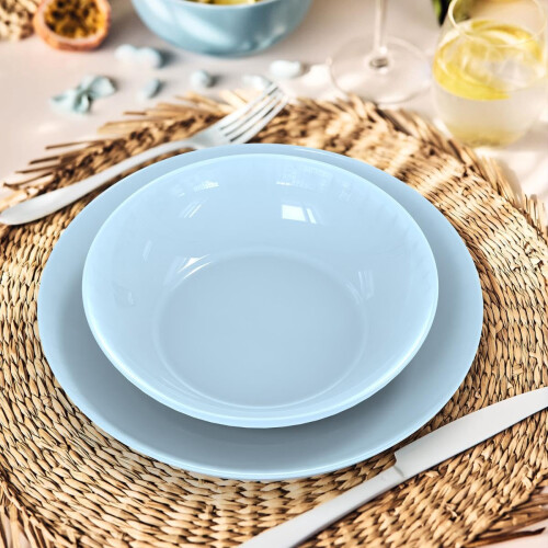 Luminarc Apy Paradise Blue Opal Dinnerware Set 18 Pieces - 6 People Opal Microwave Safe Refrigerator Stackable 1