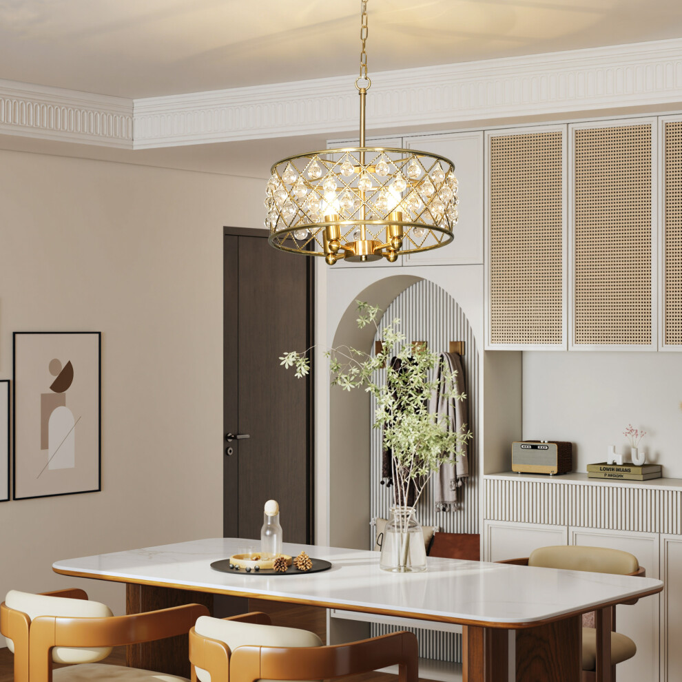 Homcom () Ceiling With Adjustable Height, Modern Crystal Chandelier Silver/Light
