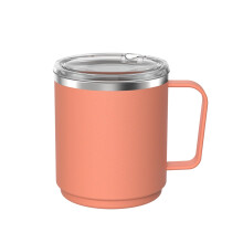KeepCup Camp Mug, Reusable Stackable Insulated Stainless Steel with splashproof lid- 12oz (340ml) - Clay