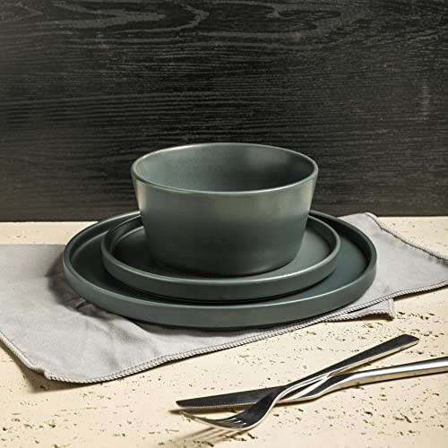 Stone Lain 32 Piece Stoneware Dinnerware Set, Service for 8, Gray Matte 1