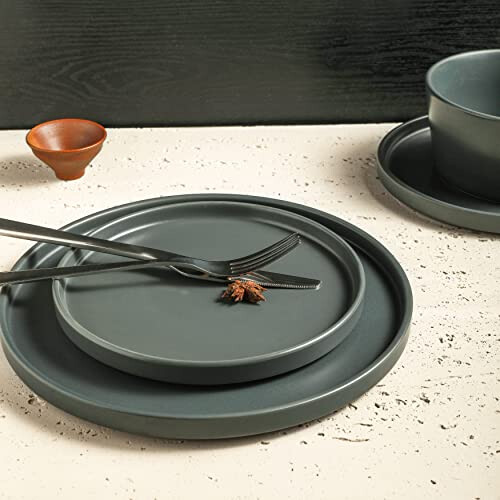 Stone Lain 32 Piece Stoneware Dinnerware Set, Service for 8, Gray Matte 2