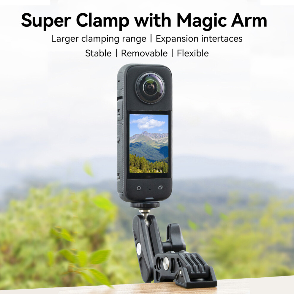 Telesin Sc-001 Bicycle Handlebar Mount Clamp, Aluminum Alloy, 360 Rotatable, 2Kg Load, 1/4In & 3/8In Thread For Phone Camera Monitor Tripod Mic 3125560766535