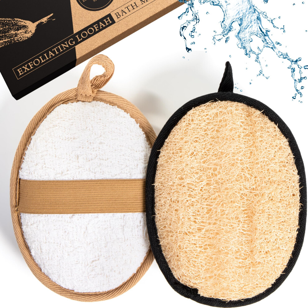 Lindissima Loofah Sponge Pad (X2 Pack) - Natural Loofa Exfoliating Sponge, A Body Exfoliator Scrubber For Shower And Bath, Eco-Friendly Exfoliating Wash Scrub