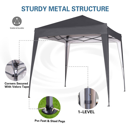 MCC@home Premier 2x2m Waterproof Pop-up Gazebo with Silver Protective Layer Marquee Canopy (WS) (Grey) 1