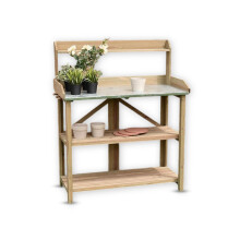 FEFE? 3 Tier Wooden Potting Planting Outdoor Garden Work Bench Table Station Storage Shelf Tray Wood Garden Planting Work Station Bench with Hooks and