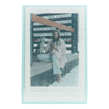 3 inch fotodoosje voor instant camera's, groen transparant glitter PC mini fotohouder met ophangkoord voor foto's en kaarten