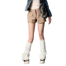 (Blanc) Gu??tres tricot??es d'hiver et d'automne, ajour??es et d??chir??es, chaussettes hautes amples unies pour femmes, blanches