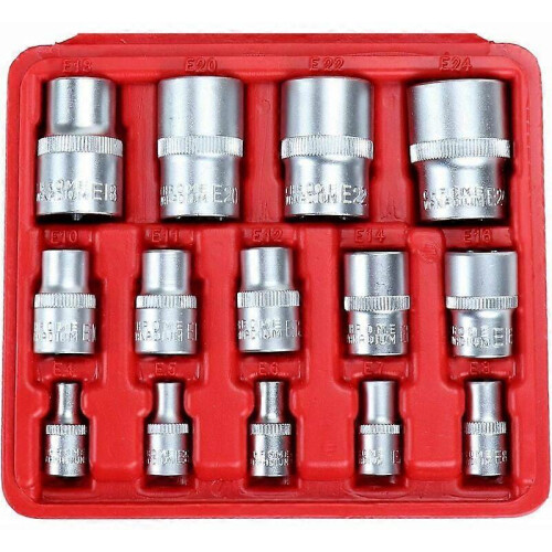 14pcs E Type Star Torx Socket Set, Female Hex Socket Nuts for Cars, Trucks, Motorcycles, ATVs 1