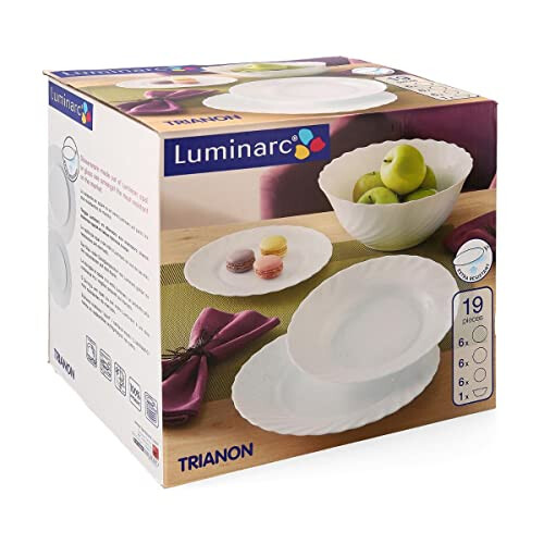 Porcelain Dinner Set 19 Piece Luminarc Kitchen Dinnerware Service Plate Ceramic 2