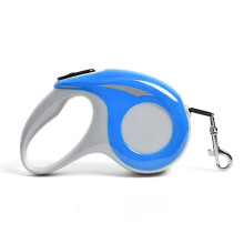 Laisse rtractable pour chien en nylon, fermeture  un bouton, anti-n?uds, 3 mtres, bleue.