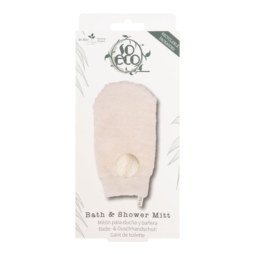 So Eco Bath & Shower Mitt - Vegan & Cruelty-Free Exfoliating Body Mitt For Smooth Skin, Natural Ramie Plant Fibre Bath & Shower Accessory