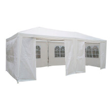 Airwave 3 x 6m Party Tent Gazebo Marquee with 2 x Unique WindBars and Side Panels 120g Waterproof Canopy, White, 120g