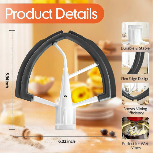 Flex Edge Beater for KitchenAid 6 Quart BowlLift Mixer with BuiltIn Scraper, Dishwasher Safe 1