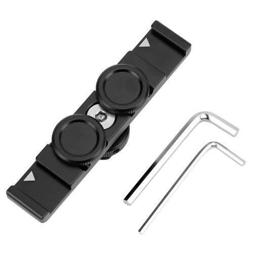 Barre d'extension pour caméra, support double griffe, fixation pour flash compatible avec microphone de moniteur. 1