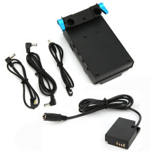 Full Decode E18 Virtual V Mount batterijplaatadapter met 15 mm dubbele stangklem, compatibel met Canon 750D, 760D, 800D en M3 camera's.