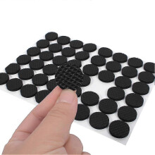 (Rond 48 pi??ces) Patins antid??rapants auto-adh??sifs en caoutchouc noir pour pieds de meubles et chaises, protection pour sols